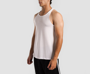 Customized Logo Printing Cotton/Polyester <b>Thermal</b> Breathable Gym Summer Solid Color Sleeveless Tank <b>Top</b> for men - Product Image 2
