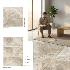 Carreaux de porcelaine polie Vistaar Alecia Gris 600x600mm, imitation métal mat 20mm, antidérapants, pour salle de bain, extérieur, villa, adhésifs GVT - Product Image 2