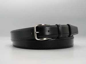Black Custom Length Cow Hide Steel Pin Buckle Men's <b>Belt</b> High Quality Handmade Heavy Duty Durable Vintage Style Eco-Friendly - Product Image 3
