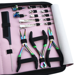 Bulk Hair Extension Fitting <b>Tool</b> Kit Micro Ring Plier Loop Threader Hook Clips Rainbow Finish Custom Brand Packaging - Product Image 3
