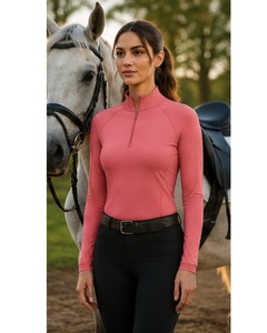 Camisas de equitación de manga larga de algodón duradero con cremallera para mujer, de secado rápido, compresión profesional, para invierno - Product Image 2