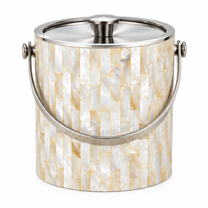 Seau à glace en acier inoxydable avec incrustation de nacre, couvercle et poignée, double paroi isolée, refroidisseur à vin MOP, articles de bar pour hôtel - Product Image 1