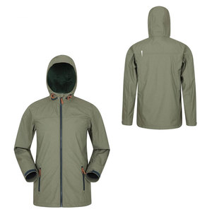 Chaqueta Unisex con Capucha de Tejido Softshell Verde Oliva, Cierre de Cremallera, Impermeable, para Uso en Exteriores, Corte Regular, para Todas las Estaciones, Material de Poliéster - Product Image 1