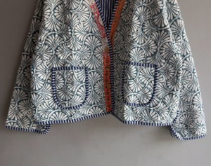 <b>Quilted</b> <b>Jacket</b> Women's Cotton Printed Geometric <b>Pattern</b> V-Neck Drop Shoulder Full Sleeve Summer Style gift for her - Product Image 3