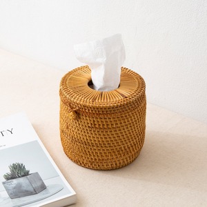 Porte-rouleaux de papier toilette rond, boîte porte-mouchoirs en rotin de qualité supérieure, boîtes prêtes à l'exportation, fabriquées au Vietnam - Product Image 3