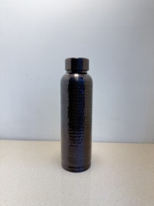 Premium Midnight Black Hammered Pure Copper Water Bottle 1000ml Handcrafted Dimpled Ayurvedic Flask Gym Sports Metal <b>Drinkware</b> - Product Image 5