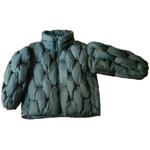 Parka oversize de luxe pour hommes, armure carrée, col haut, manteau à bulles chaud avec design décontracté, tissu en toile épaisse - Product Image 1