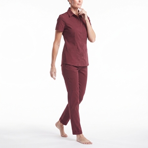 Blouse médicale pour femme à manches courtes, boutonnée sur le devant, uniforme d'infirmière avec poches, vêtement de travail léger et respirant - Product Image 3