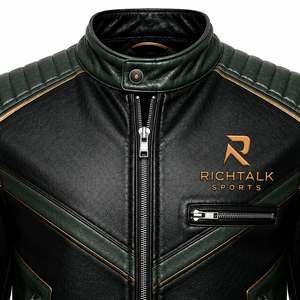 Winter Warm <b>Genuine</b> <b>Leather</b> <b>Jacket</b> <b>Men</b> Stand Eco-Friendly Quick Dry Comfortable Breathable Premium Quality Custom Made Front - Product Image 4