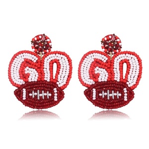 Export Quality Beaded American Football <b>Earrings</b> Game Day Rhinestone Statement Dangle <b>Earrings</b> for Women and Girls Sports Event - Product Image 1