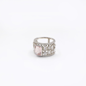 925 Sterling Silver Natural <b>Rose</b> <b>Quartz</b> <b>Ring</b> Rhodium Plated OEM ODM Fine Jewelry - Product Image 4