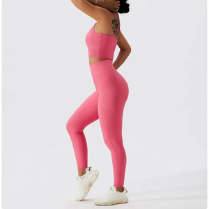 Ensembles de yoga pour femmes, taille haute, séchage rapide, ensembles de course, soutien-gorge de sport, leggings, tenues de sport d'extérieur - Product Image 2