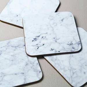 Luxury Marble Print Coasters Set Elegant Stone Inspired Finish Drink Coasters for Coffee Table Home Office <b>Desk</b> Tea Coffee Cups - Product Image 6