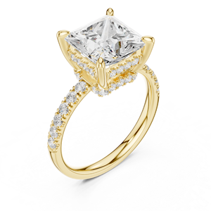 Anillo de compromiso y aniversario Aries Jewel Classic Pave Band con diamante de laboratorio de corte princesa de 4 quilates E VS en oro macizo de 14K - Product Image 4