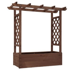 Fioriera Rialzata in Legno Carbonizzato con Design Moderno 43.5*17.5*44.5 Pollici, Struttura ad Arco con Graticolato e Cancello per Recinzione - Product Image 6