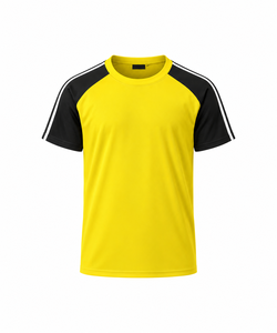 Custom Yellow Black Sports <b>T</b> <b>Shirt</b> <b>Raglan</b> Sleeve Quick Dry Polyester Athletic <b>Shirt</b> Wholesale - Product Image 1
