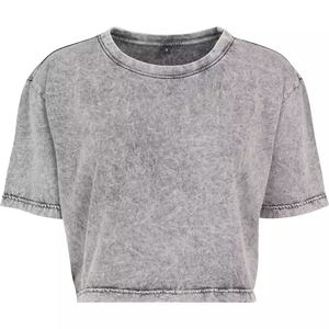 Women's Blue <b>Tie</b> Dye Crop <b>Top</b> Crew <b>Neck</b> Short Sleeve Loose Fit Casual Jersey T-Shirt Spring Summer 100% Cotton Breathable - Product Image 5