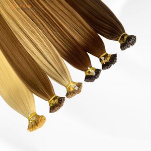 Meilleure vente 100% extensions de cheveux humains Raw Straight I-Tip prix de gros d'usine soyeux et lisses sans cheveux synthétiques mélangés - Product Image 4