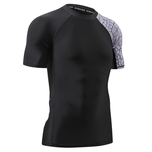 Men Rash Guard <b>Compression</b> T <b>Shirt</b> Short Sleeve Swim <b>Shirt</b> UV Protection Quick Dry Custom Branding Bulk - Product Image 3