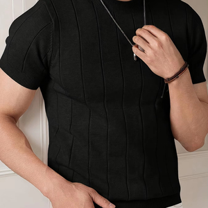 Polo de Punto Personalizado con Logotipo para Hombre, Cuello Redondo, Tejido Suave y Transpirable, Manga Corta, Informal, Elegante y Cómodo, para OEM ODM - Product Image 1