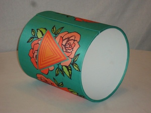 Abat-jour en papier cylindrique, design floral bohème, écologique, pour lampes de table ou de bureau, avec support en fil de fer E27 - Product Image 6