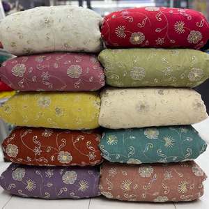 Beaded Embroidery Silk <b>Fabric</b> Wholesale Supplier Beaded Work Silk <b>Fabric</b> Manufacturer India Embroidered Silk <b>Fabric</b> with Beads F - Product Image 4