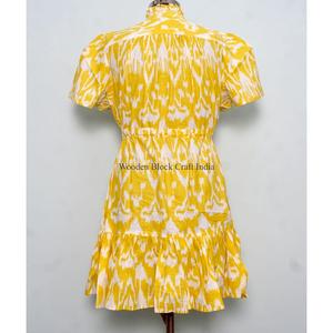 Vestido corto elegante de algodón hecho a mano en India, con estampado floral, ideal para fiestas, regalo para novias, personalizado, vestido de moda para mujer, procedente de la India. - Product Image 6