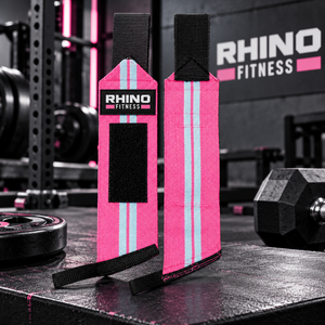 ผ้าพันข้อมือสีชมพู RHINO FITNESS แบบมีแถบตีนตุ๊กแก สำหรับยกน้ำหนักและออกกำลังกาย - Product Image 6