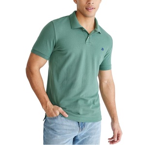 เสื้อโปโลแขนสั้นสีเขียวสำหรับผู้ชาย ผ้าปิเก้ถัก สีพื้น สไตล์ลำลอง พร้อมโลโก้ปักด้านหน้า - Product Image 6