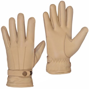 Gants de conduite en cuir beige de qualité supérieure, unisexes, à doigts entiers, finition douce au toucher, sangle de poignet réglable, confortables, adhérence sécurisée - Product Image 4