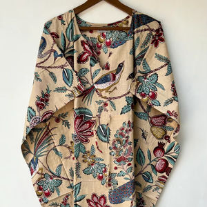 Vestido Kaftán Casual de Verano sin Mangas con Estampado Tropical Digital, de Algodón, para Mujer, Playa, Islas del Pacífico Asiático - Product Image 1