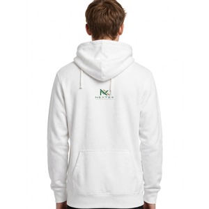 <b>Men</b> <b>White</b> Cotton <b>Fleece</b> Hoodie Vertical Chest Ethnic Geometric Tribal Embroidery Print Casual Winter Long Sleeve Pullover Tops - Product Image 2