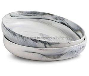 Porcelain Serving <b>Bowl</b> <b>Set</b> Ceramic Serving <b>Bowl</b> <b>Set</b> Salad <b>Pasta</b> <b>Bowl</b> Grey Marble, classic shapes used for dining - Product Image 1