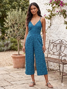 V Neck Printed Spaghetti Strap Jumpsuit Sleeveless <b>Loose</b> Fit Breathable Summer Woven Casual Midi <b>Dress</b> - Product Image 6