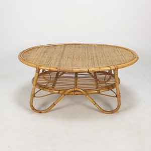 Mesa de centro ovalada de ratán, versátil para decoración y almacenamiento, mesas auxiliares artesanales para sofá y cama - Product Image 3