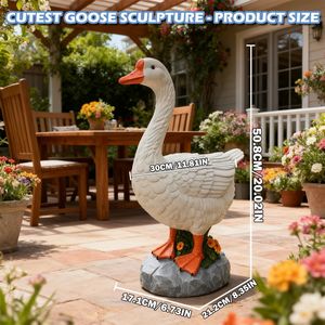 Grande Statua di Oca in Resina Bianca da 20 Pollici, Figurina Decorativa Cygnus per Veranda, Giardino e Prato - Product Image 2