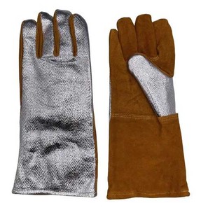 STALWART IMPEX for Aluminized Heat Resistant Gloves Anti-Slip <b>Fire</b> Proof 8 oz Stitching Safety Cuff 14 Inch High Temperature - Product Image 1