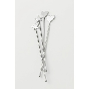 Agitateurs à cocktails réutilisables en acier inoxydable de qualité supérieure pour bar, élégants bâtonnets à mélanger en métal avec embouts en forme de cœur et d'étoile, personnalisables - Product Image 1