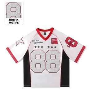 Maillot de football américain personnalisé 2026 pour femme, en maille avec strass thermocollants, col en V, style streetwear vintage, vente en gros, usine OEM - Product Image 1
