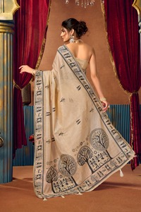 Sari de algodón de alta calidad para mujer, para ocasiones especiales, lavable, completamente cosido, tela lista para usar. - Product Image 5