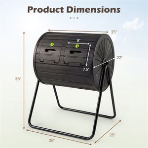 Compostiera a Doppia Camera da 37,5 Galloni, Rotante a 360 Gradi, con Lame Agitatrici e Aeratori per Compost Nero - Product Image 5