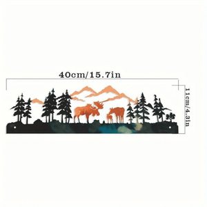 CIFbuy Decorazione da parete in ferro con alce vintage, arte in metallo per l'inverno, la foresta e l'albero di Natale, per soggiorno, camera da letto, ingresso - Product Image 1