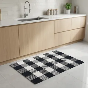 Buffalo Check Cotton Area Rug & Kitchen <b>Mat</b> Woven Bedroom & Bath <b>Mat</b> Runner Machine Washable Hotel Use Eco-Friendly PET Friendly - Product Image 2