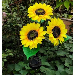 Confezione da 2 Luci Solari a LED Migliorate per Giardino, a Picchetto, Lampeggianti, a 3 Teste a Forma di Girasole, Impermeabili, Alimentate a Energia Solare, per Decorazioni Esterne - Product Image 6