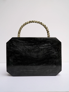 Bolso de mano de lujo con acabado de perlas de resina epoxi, elegante y hecho a mano, para mujeres, ideal para bodas y eventos de moda. - Product Image 4