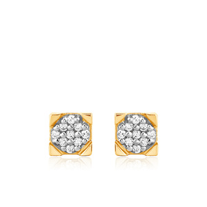 14K Yellow Gold Square Cluster <b>Stud</b> <b>Earrings</b> with Round Lab Grown Diamonds Classic Everyday <b>Fine</b> Jewelry for Women - Product Image 1
