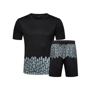 Custom Summer Casual Street Style Two-Piece Men's <b>Knitted</b> 100% Cotton Quick Dry Heat-Transfer Printed Solid Pattern T-Shirt <b>Set</b> - Product Image 5