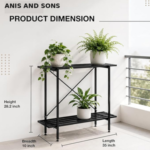 ANIS and SONS - Soporte de Hierro Nórdico de 2 Niveles para Plantas y Zapatos, Organizador de Almacenamiento para Cocina y Baño, Color Negro - Product Image 3