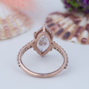 Anillos de Compromiso y Matrimonio de Plata 925 con Baño de Oro Rodio y Moissanita, Joyería Fina de Lujo para Mujer - Product Image 4