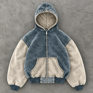 <b>Men's</b> Oversized Hooded <b>Fleece</b> <b>Jacket</b> Printed Raglan Sleeve Casual Autumn Style Blue Beige Pocket Design Breathable - Product Image 1